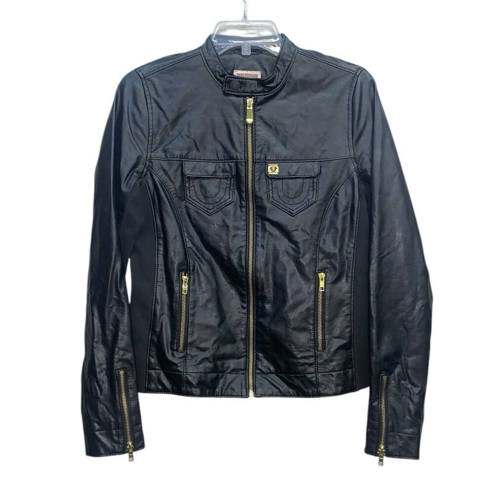 Authentic True Religion‎ Leather Biker Jacket SZ M